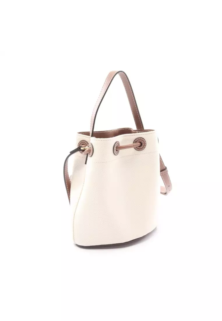 Buy BURBERRY Pre loved Burberry TB bucket Handbag canvas leather