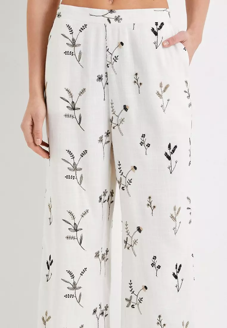 Printed Wide Leg Trousers