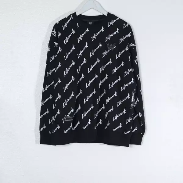 Jual LIFEWORK Sweater LIFE WORK W POCKET ALL OVER TEXT WHITE BLACK ...