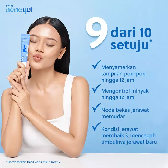 ERHA Acneact Pore Minimizer & Oil Control Gel Cream 30g - Pelembap Kulit Minyak & Pori Besar | BHA | Niacinamide