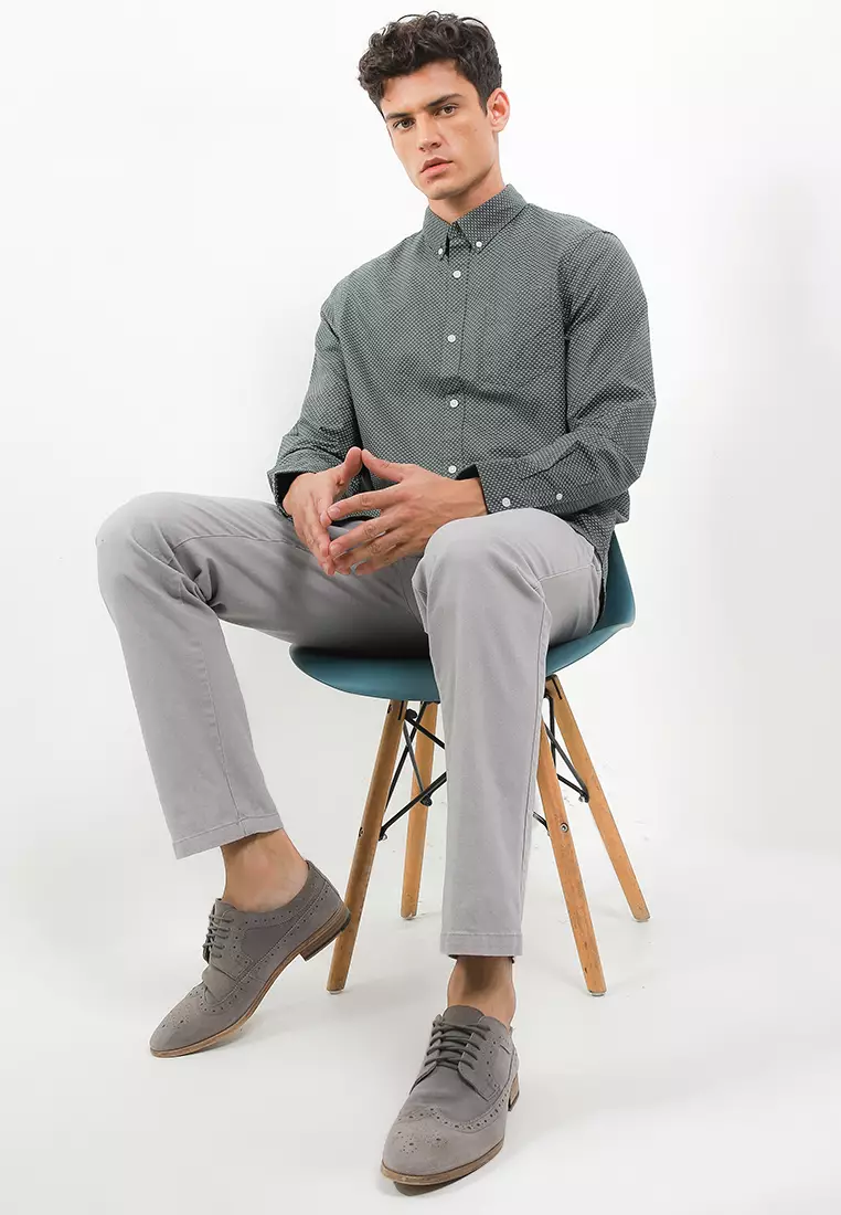 Easy Iron Pure Cotton Print Oxford Shirt