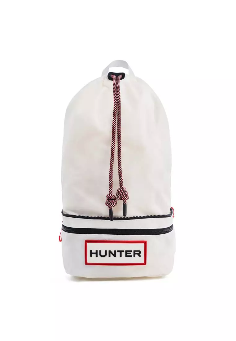 ◆HUNTER◆ UNISEX Travel Ripstop Backpack White Red Box Logo ハンター HUNTER トラベル リップストップ バケット （ホワイト