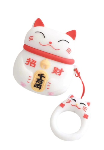 Kings Collection white White Japanese Lucky Cat AirPods Case (UPKCAC2114) AC236AC8FEFD5CGS_1