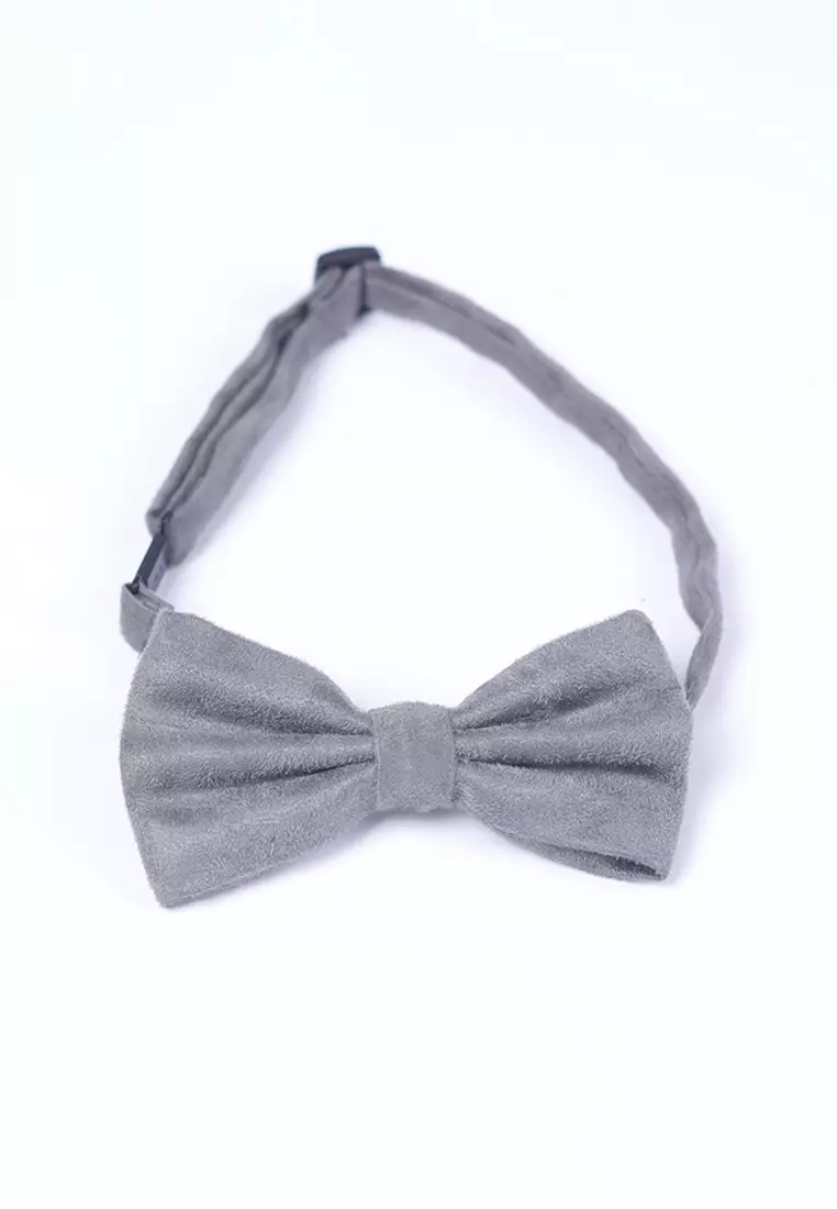 Dasi kupu kupu bowtie wedding bahan suede / beludru abu-abu
