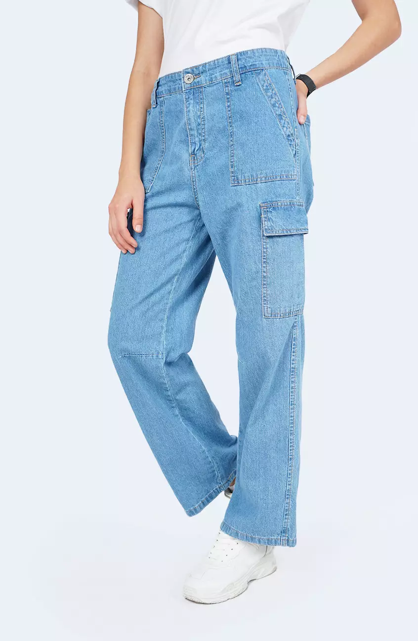 Celana Cargo Wanita Misha Medium Blue