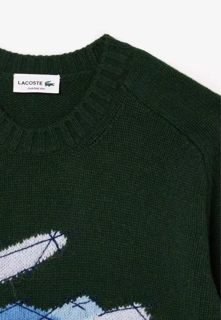 Buy Lacoste Crocodile Motif Wool Crew Neck Sweater 2025 Online