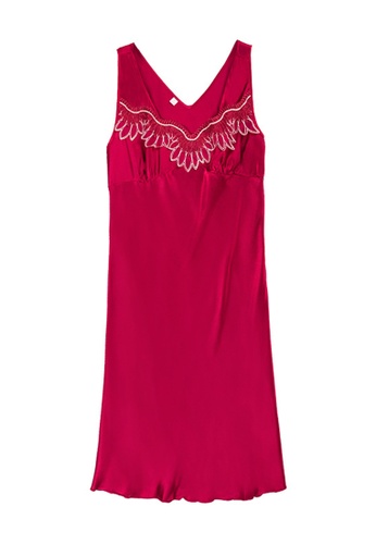 ZITIQUE red Sleeveless Silk Lace Loose Sleepwear-Red 8CE38US7D77C81GS_1