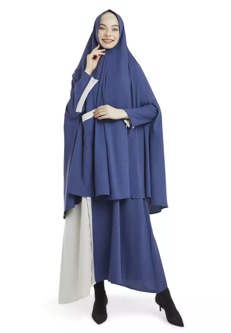 Queenza Set Gamis Wanita Muslimah By Zayidan Shofiyah - Biru