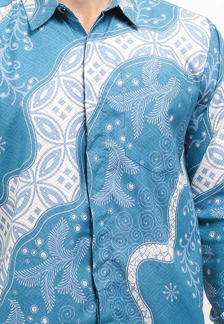 Dobby Kemeja Batik Exclusive Premium Pria Casual Modern Lengan Panjang