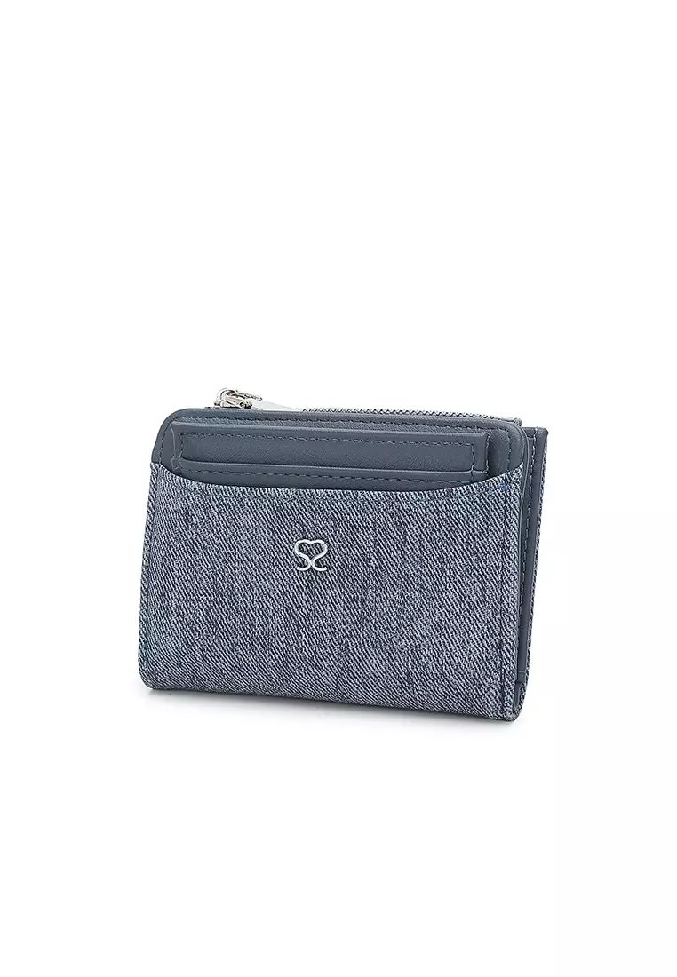 Women's 2 in 1 Purse/Wallet With Coin Compartment (Dompet Wanita 2 in 1 dengan Kompartmen Koin) - Biru