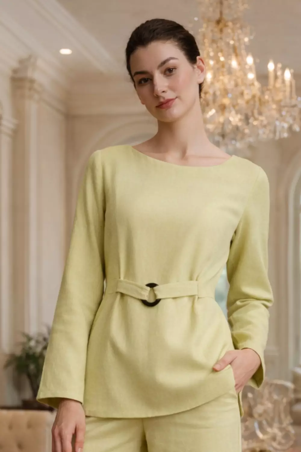 Essentials Lounge Wear Lenin Top Olive Green (Only Shirt)