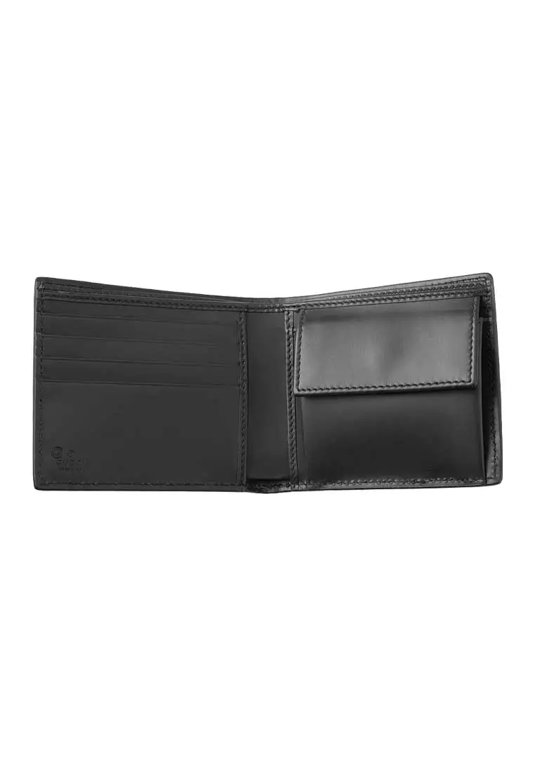 Gucci Men's Signature GG Leather Bifold Wallet With Coin Pocket