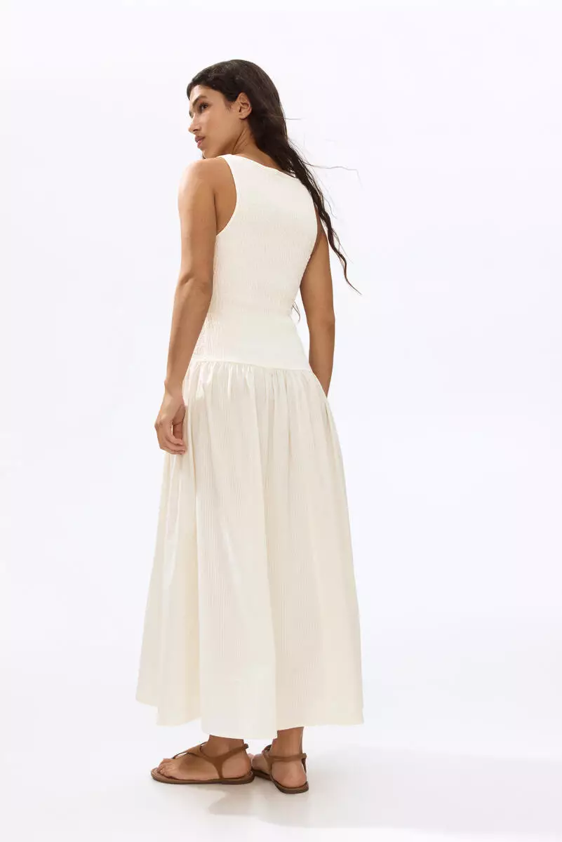 Smocked seersucker dress