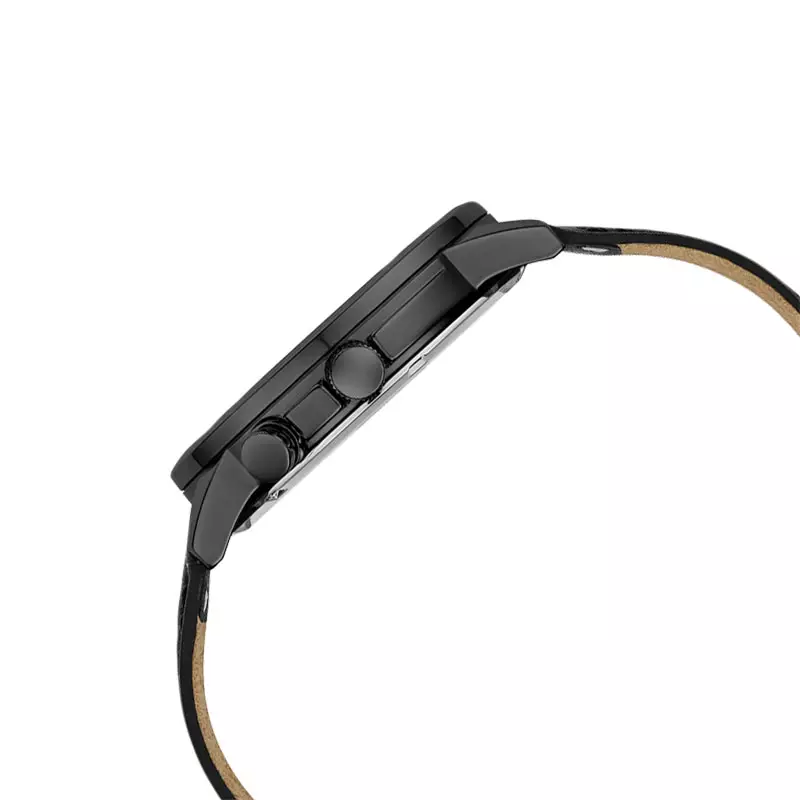 Jam Tangan Pria Guess GW0540G3 Men Black Sunray Dial Black Leather Strap