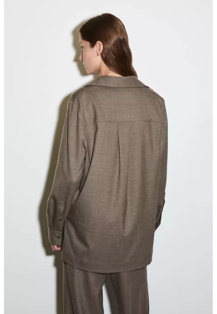 OPEN-COLLAR WOOL-BLEND SHIRT