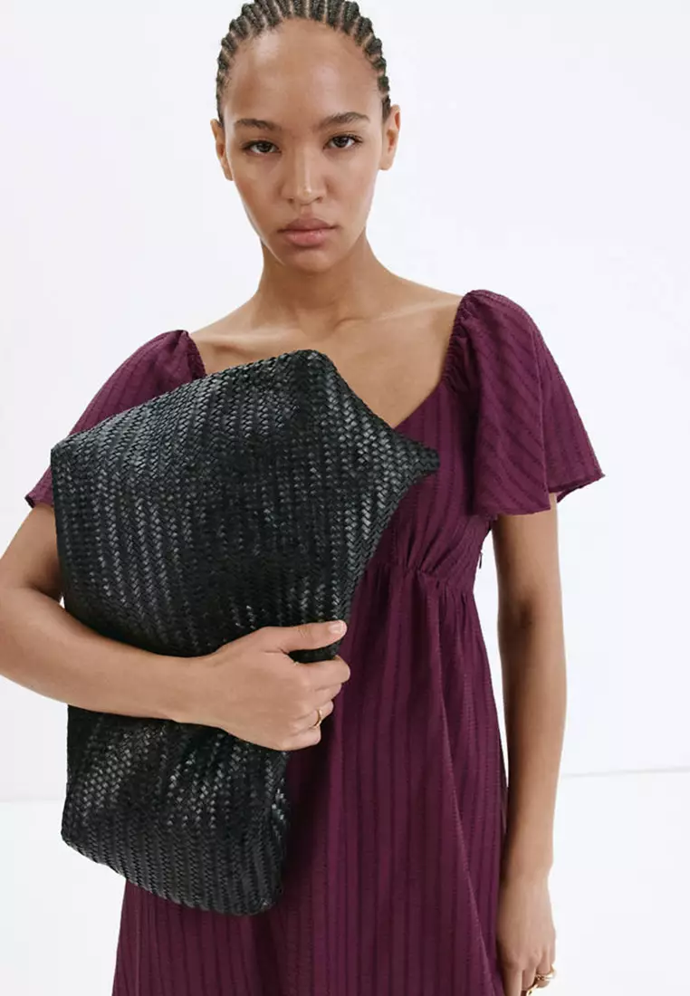 Textured Dress With Gathered Detail