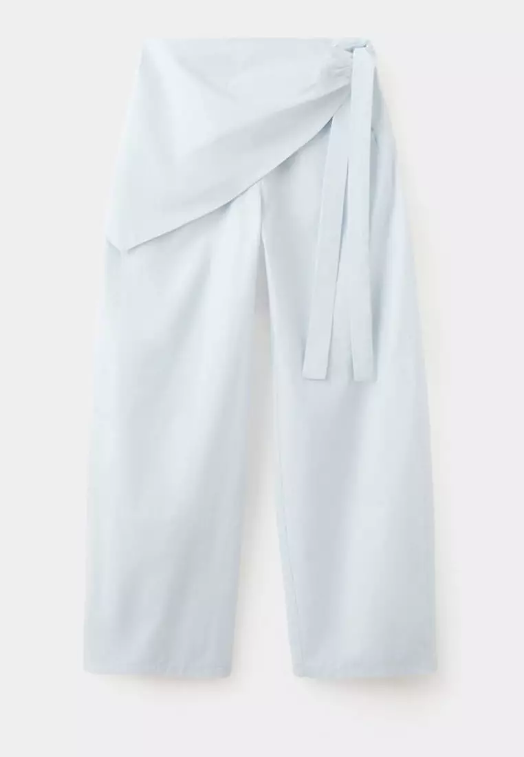 Straight-Leg Trousers With Detachable Scarf