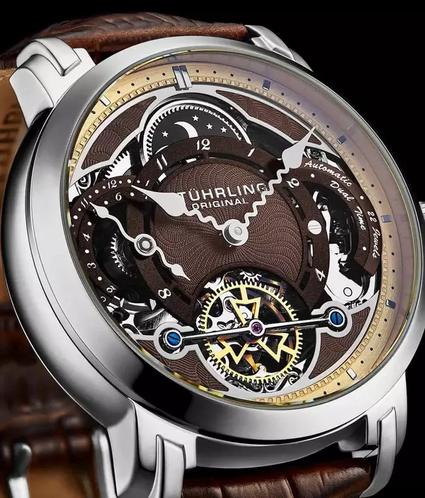 Jam Tangan Pria Automatic Analog Stuhrling Celestial 1017-02 Dual Time Skeleton