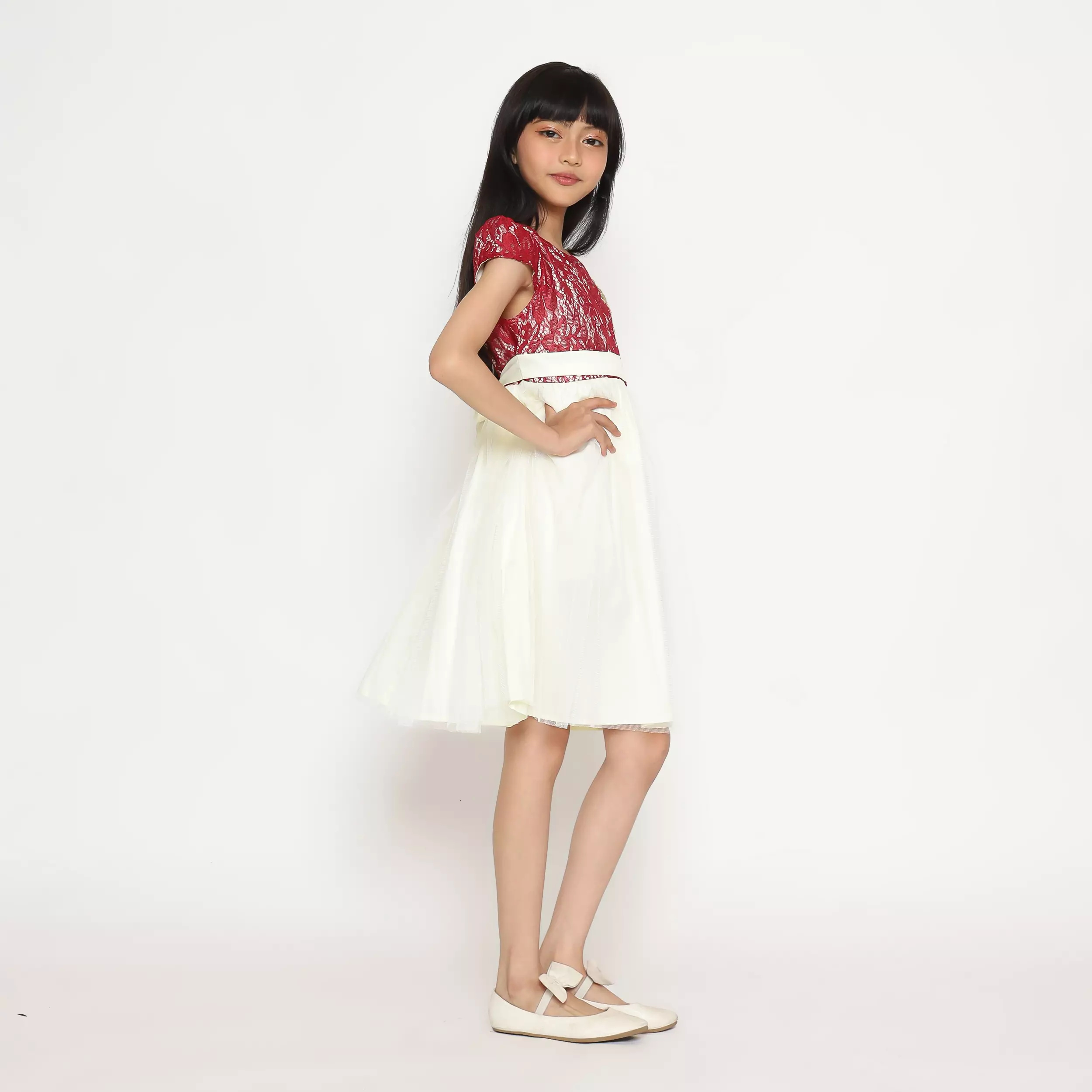 Dress Anak Perempuan Brokat Tile Red - CUTE