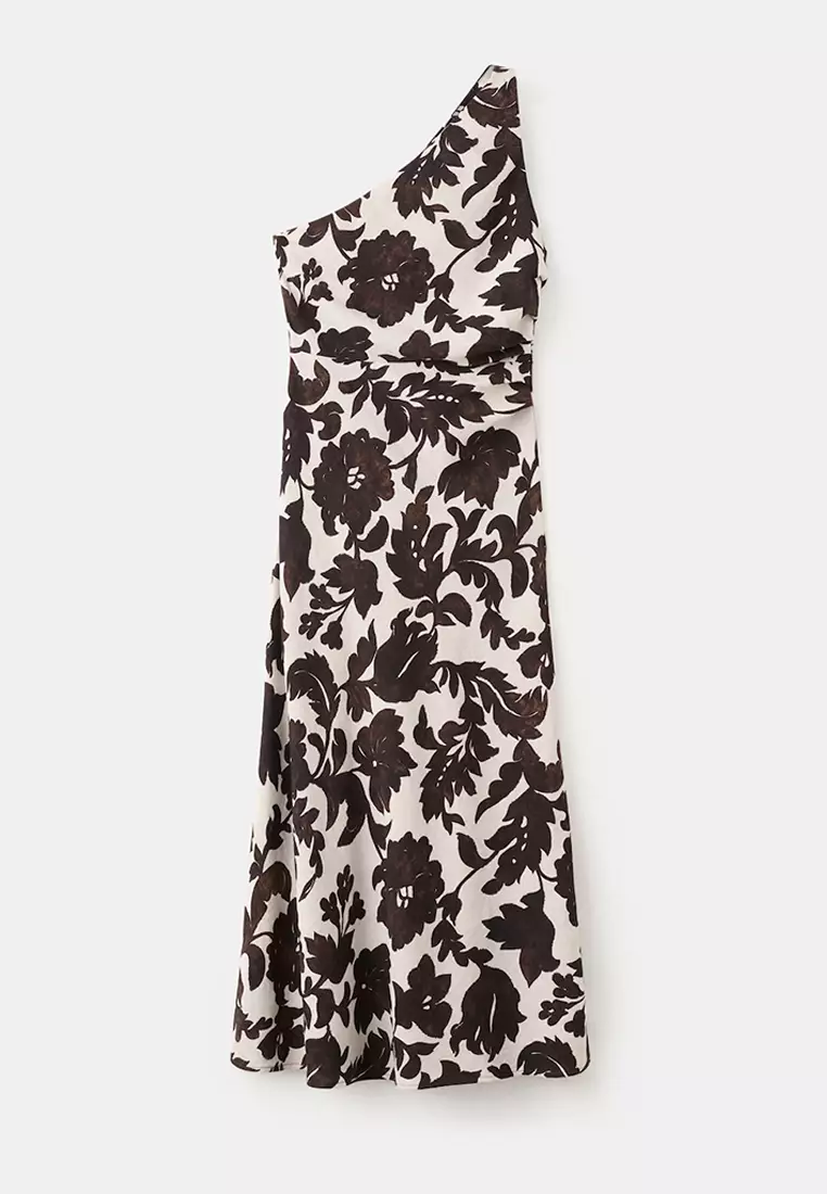 Asymmetrical Floral-Print Dress