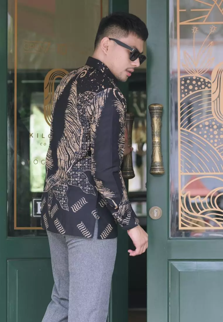 kemeja batik pria lengan panjang dobby lasem batik bulu sh 345