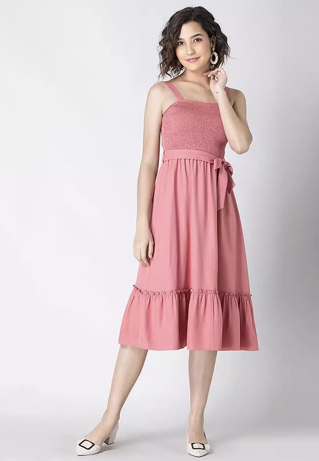 Buy FabAlley Belted Smocked Back Midi Dress 2023 Online ZALORA