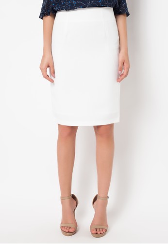 Plain Slimfit Skirts-White