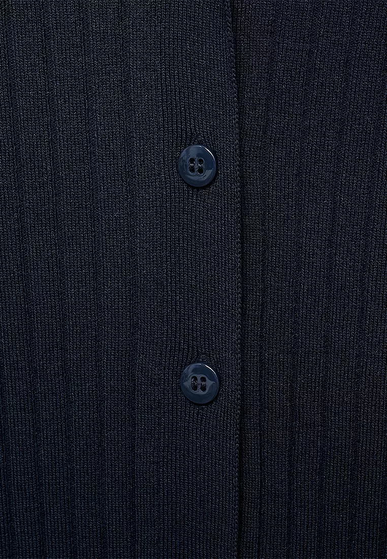 Ribbed Lapel Cardigan
