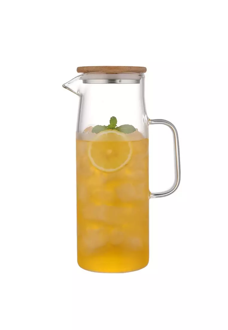 Buy HomesCulture Borosilicate Bamboo Glass Water Jug (1500ml) 2024