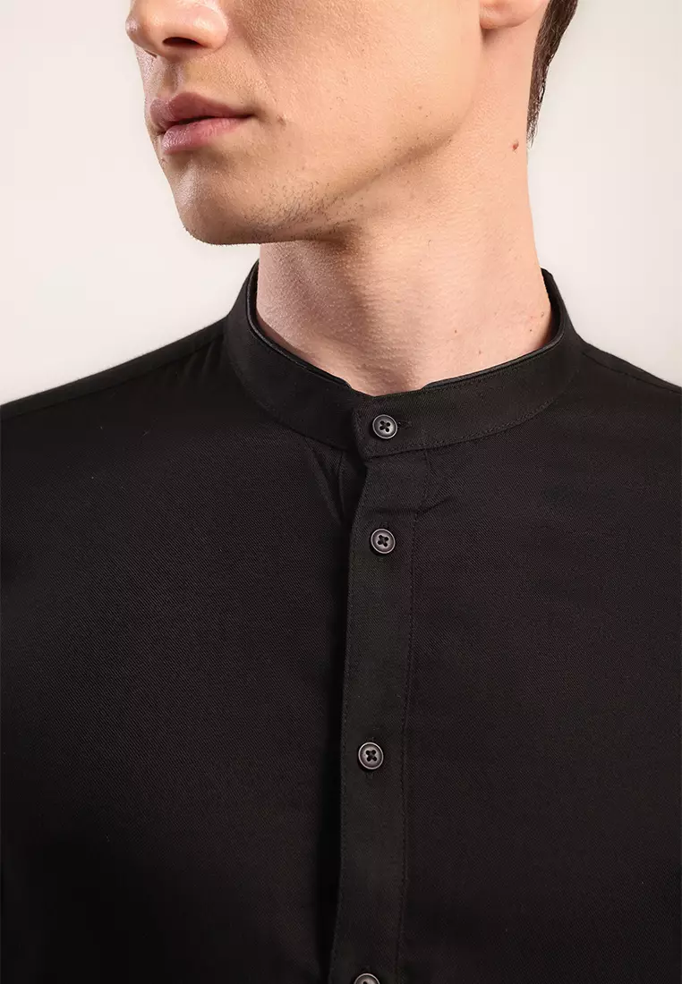 MOC Kemeja Koko Lengan Pendek Pria Javier - Black