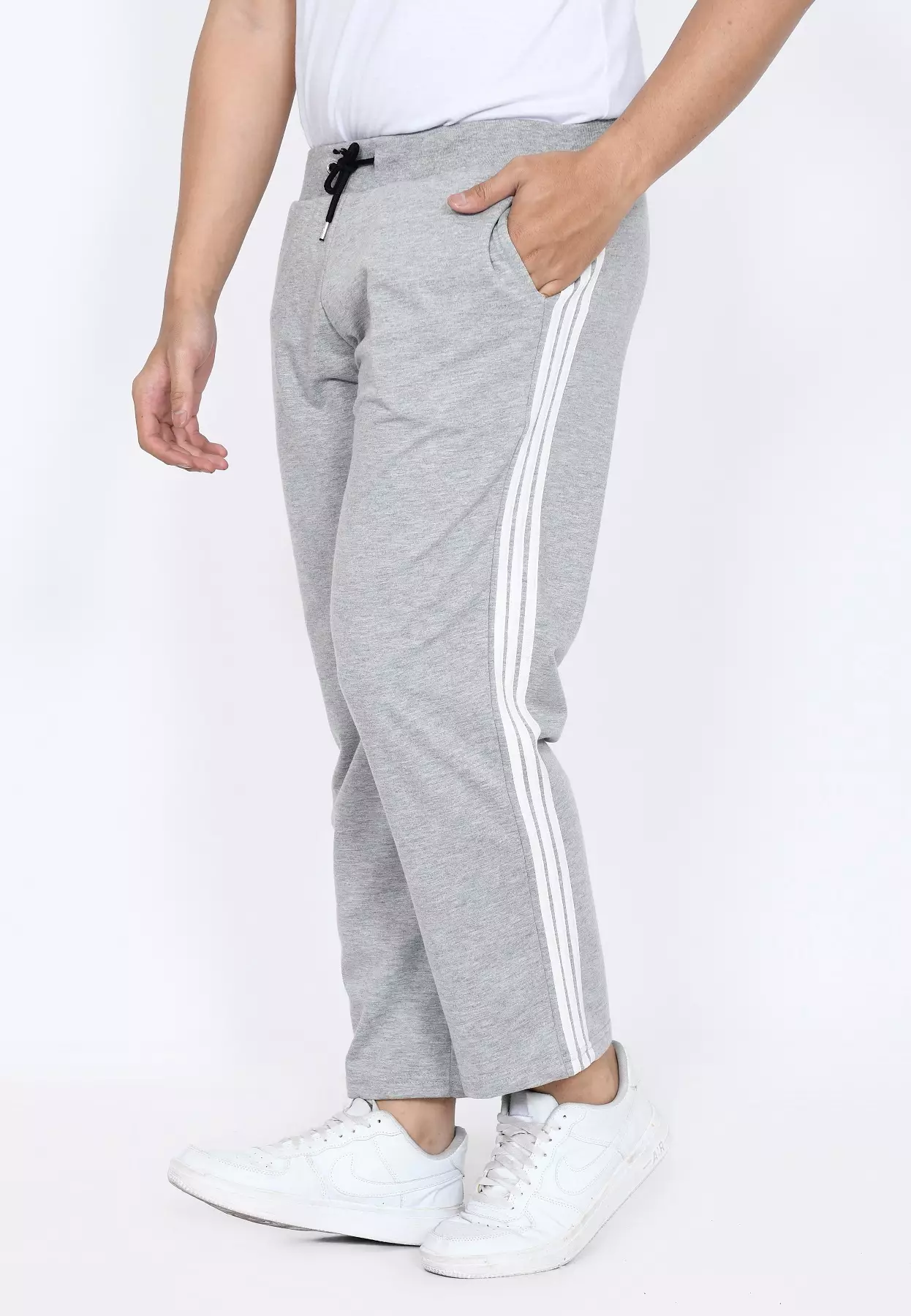 Celana Panjang Pria - Sporty Daily Pants LIGHT GREY With Side Tape