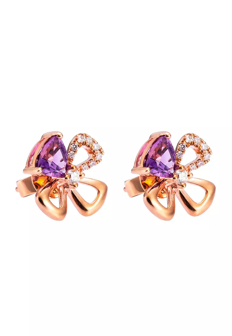 Purple stone earrings gold on sale