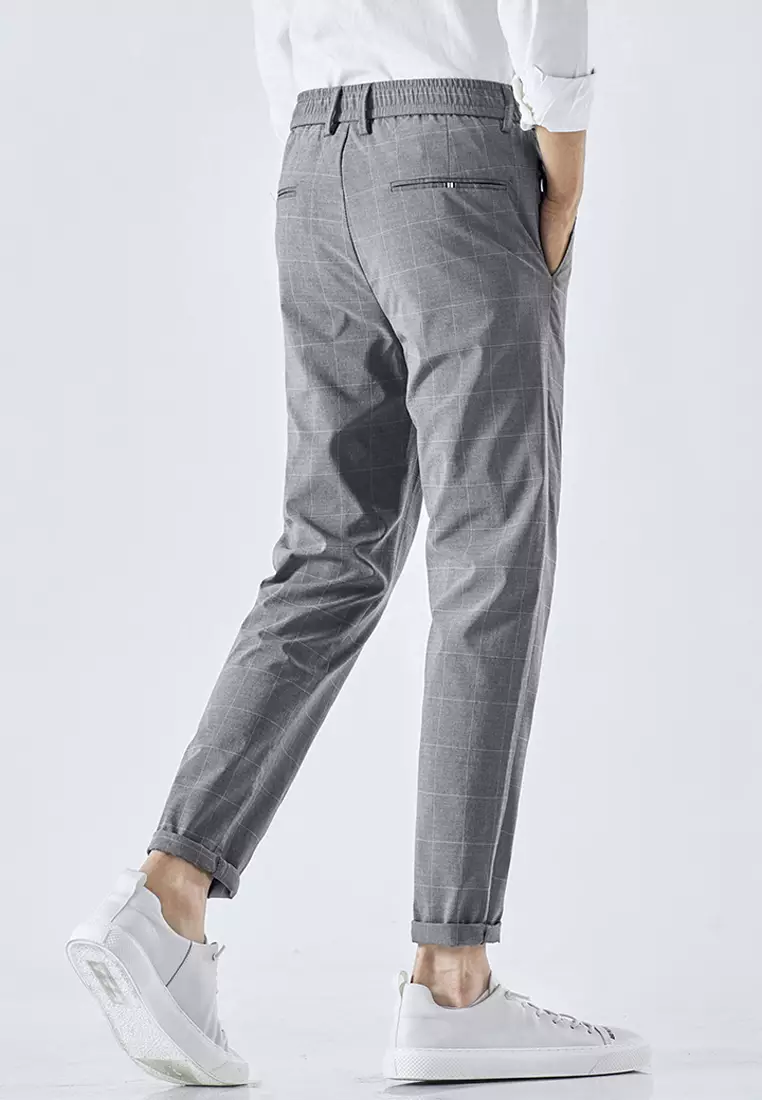 Slim Fit Check Suit Trousers