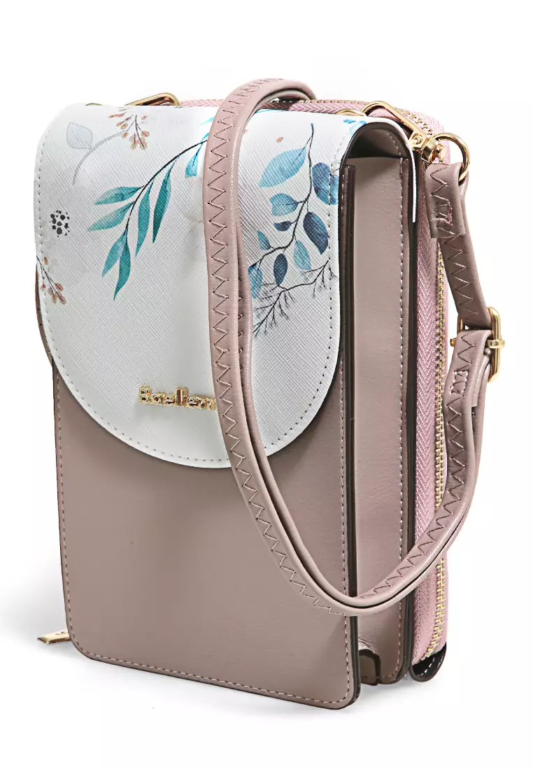 Sling Bag Tas Selempang Wanita Flower Motive Many Pocket Material Leather ORIGINAL