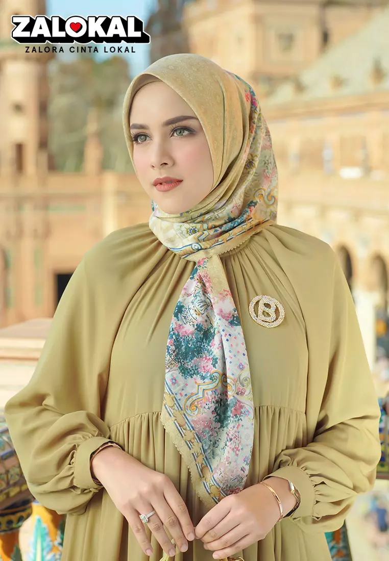 Jual Buttonscarves Dubai Voile Square Curry Original 2023