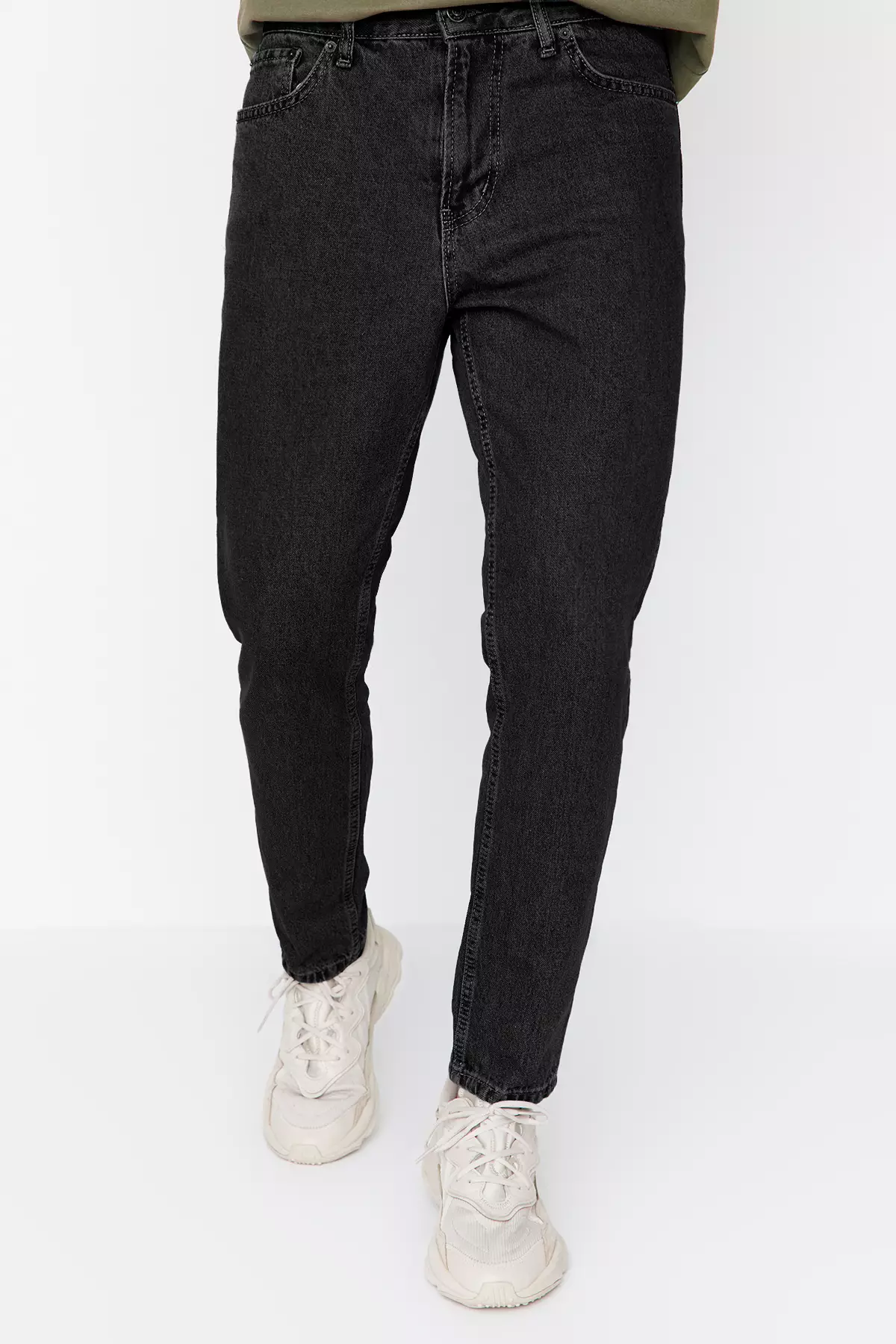 Anthracite Smoke Relax Fit Boyfriend Jeans Denim Pants Tmnaw23Je00043
