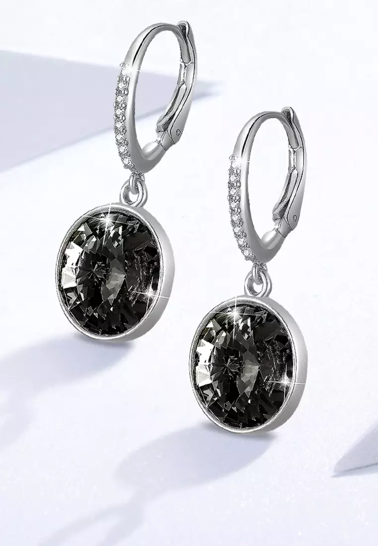 Precious Drop Earrings Silver Night Embellished with SWAROVSKI® crystals-White Gold/Silver Night