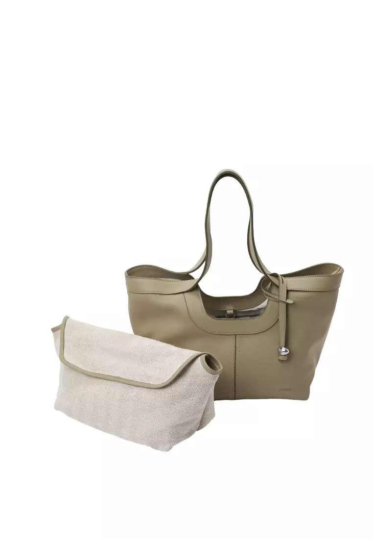 Scoop Top Basket Tote Bag - Light Toffee