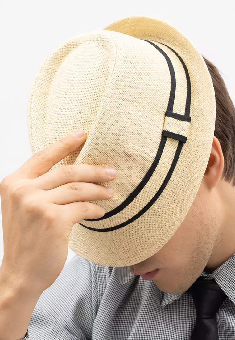 Houseofcuff Topi Fedora Cowboy Hat Fedora Ratan Cream