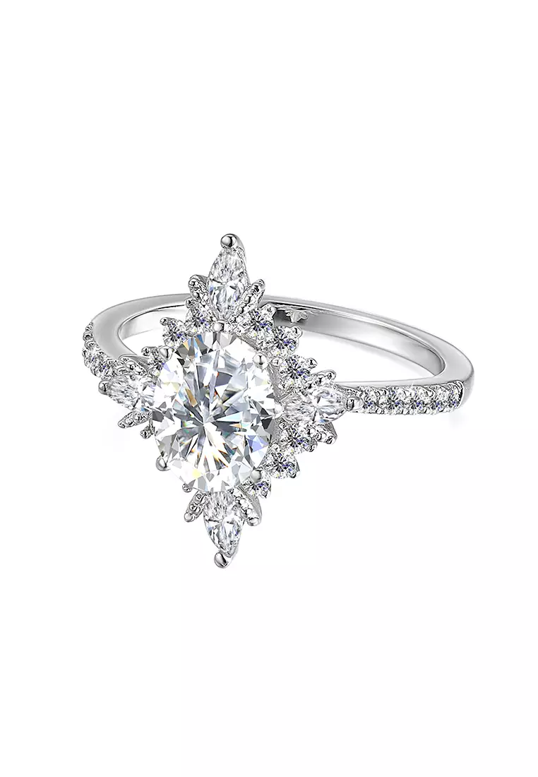 Berlian Moissanite Deesse  Ring [GRA CERTIFICATE MOISSANITE DIAMOND] - Cincin Moissanite Diamond 1.5 CT 925 Silver Celesta by Her Jewellery