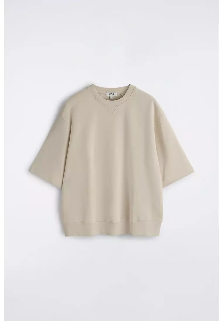 OVERSIZED SHORT-SLEEVED COTTON SWEATSHIRT