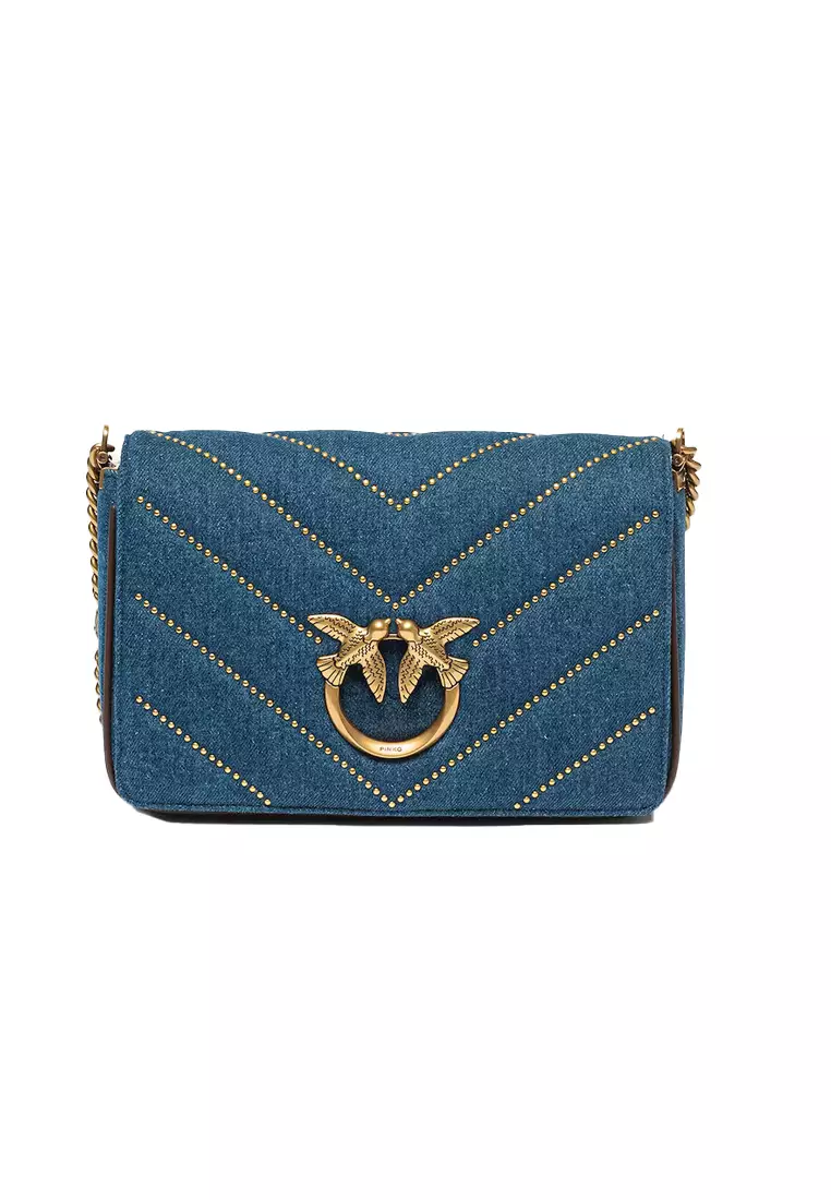 Buy Pinko Pinko Fabric match calf leather small shoulder crossbody