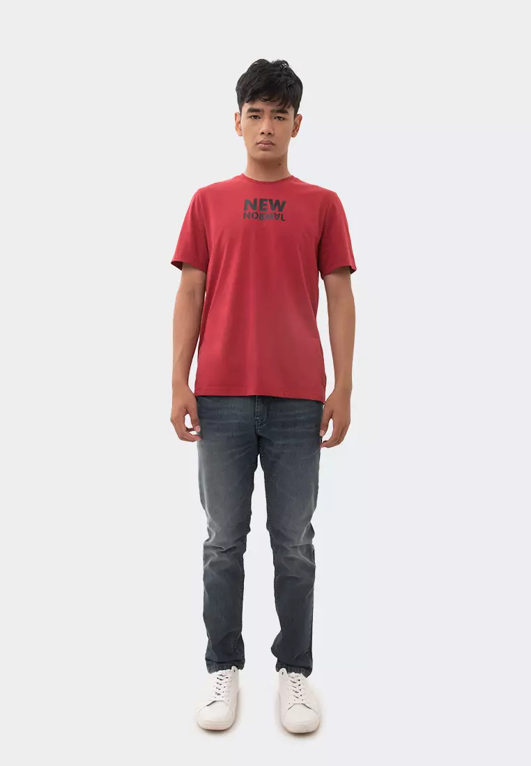 MANZONE Kaos Pria Lengan Pendek NEW NORMAL - MAROON