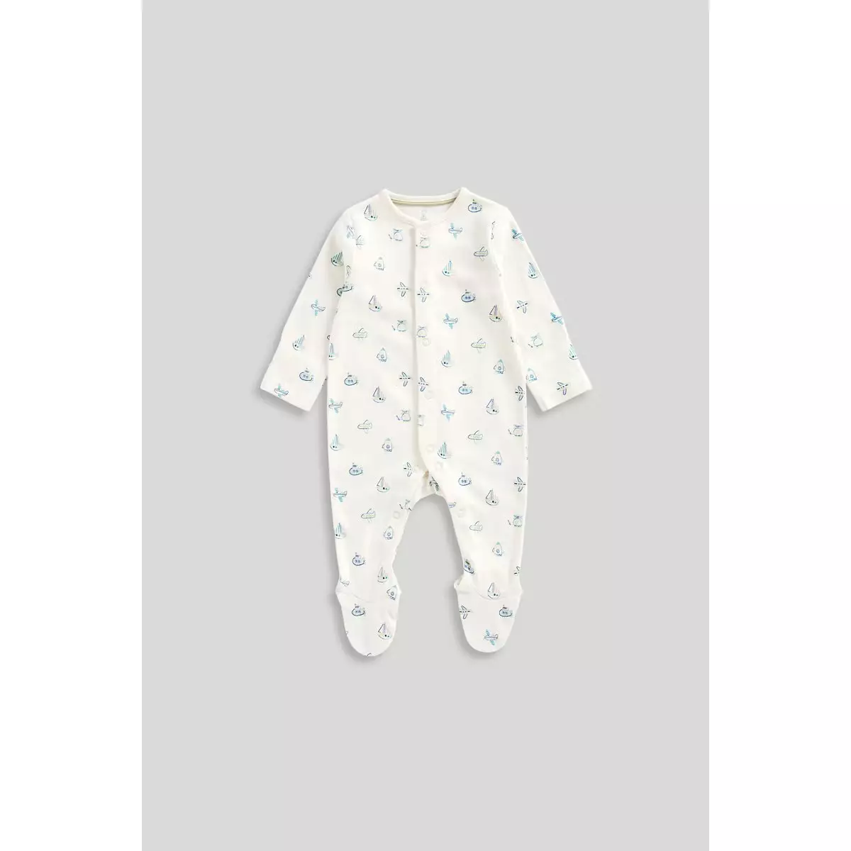 Mothercare Travel All-in-Ones - 3 Pack - Set Terusan Bayi Laki-laki (Biru)