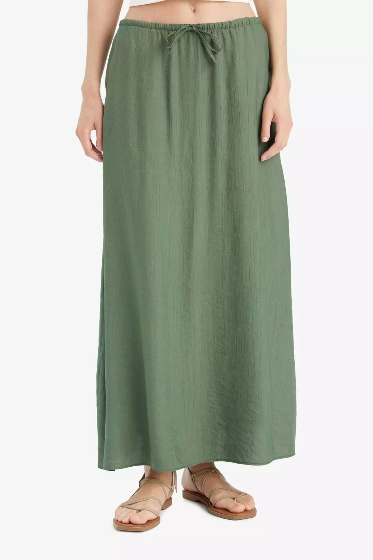 A-Line Regular Waist Crinkle Fabric Midi Skirt F6501Ax25Sm