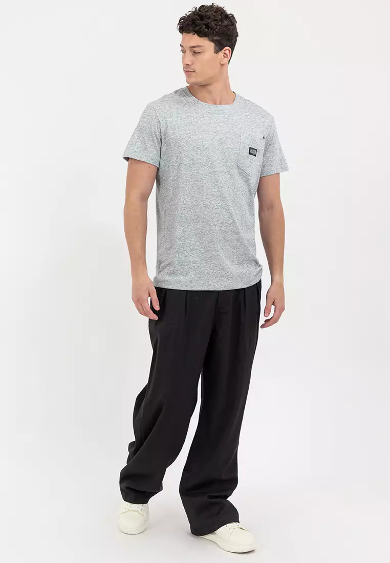 Men's Pocket Slub Tee Top Dye Grey