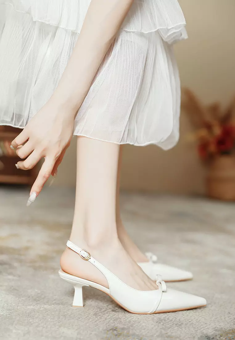 6.5CM Pointed Bow Slingback Heel TE7246-2