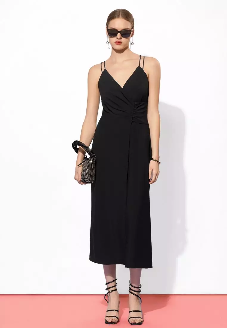 Club l tuxedo deals wrap midi dress