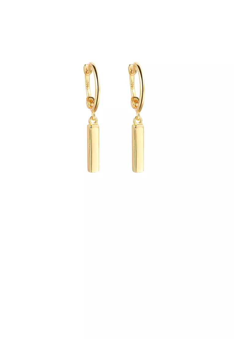 Real gold bar earrings on sale