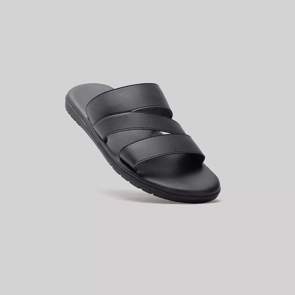 Cogen Sandal Pria Sendal Kulit Nyaman -  Feel Nufort - Cello Black Warna Cello Black